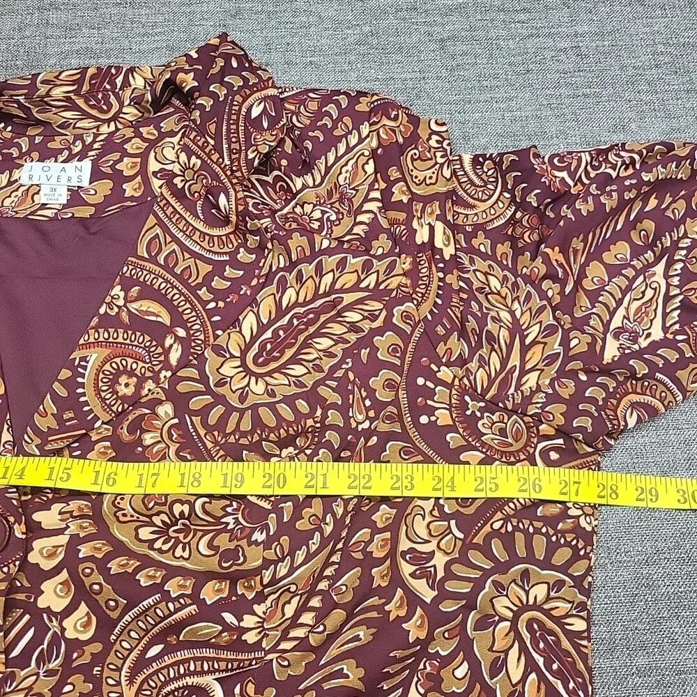 Joan Rivers Paisley Jersey Knit 3/4 Sleeves Blazer w Pockets 3X Plus Size Jacket